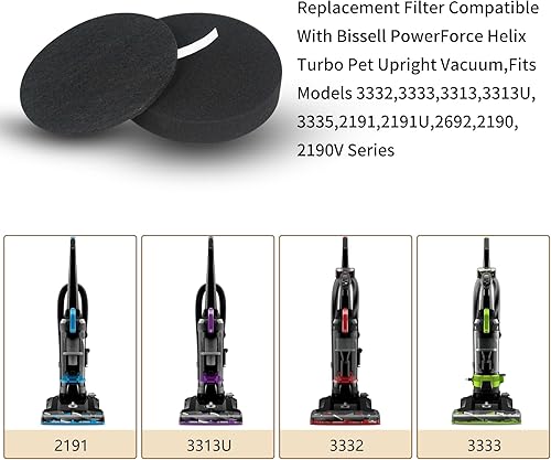 Miniatura 2 de Ymimi Filtro de repuesto compatible con Bissell PowerForce Helix Turbo Pet Aspiradora vertical, compatible con modelos 3332, 3333, 3313, 3313U,