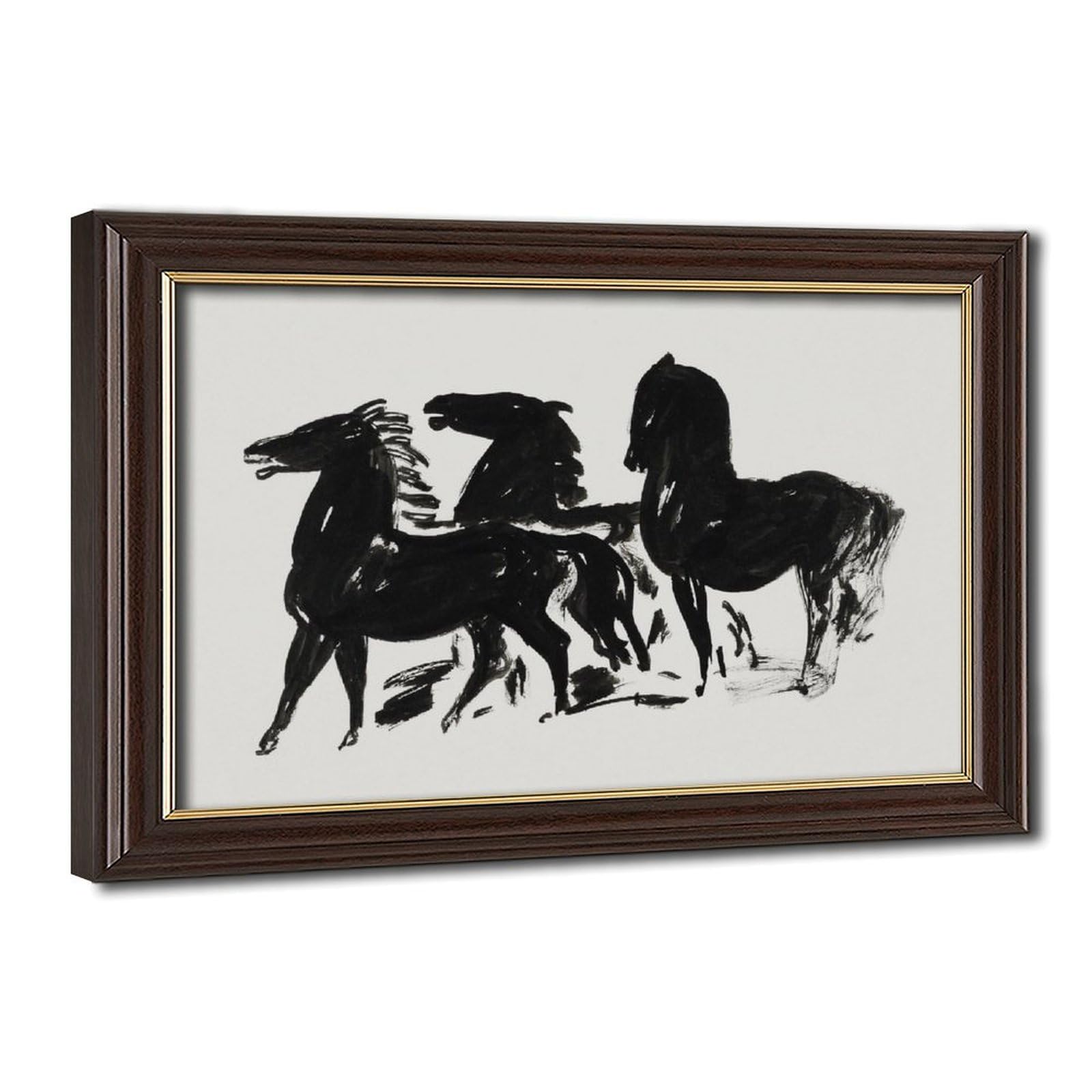 Tableau animaux modernistes trois chevaux noirs pour sublimer le design d'un salon - 8