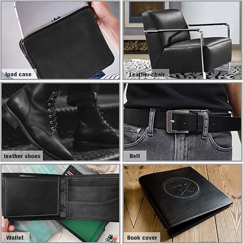 Miniatura 5 de Hojas de cuero negro para manualidades, herramientas de cuero, cuadradas, de 0.071-0.083 in de grosor, piezas de cuero de grano completo, cuero de