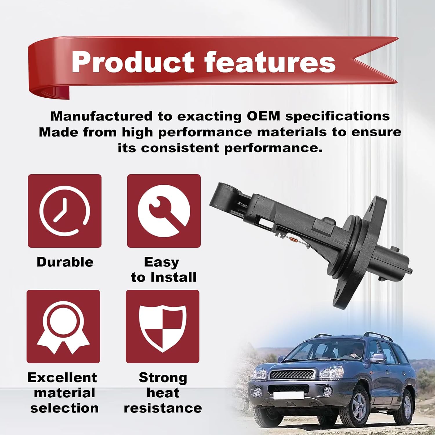 Pleoos Mass Air Flow Sensor MAF Sensor AF10162 Compatible with Hyundai Sonata 2003-2005 Santa Fe Kia Optima Sedona Sorento 1.8L 2.4L 3.0L 3.5L, Without Housing