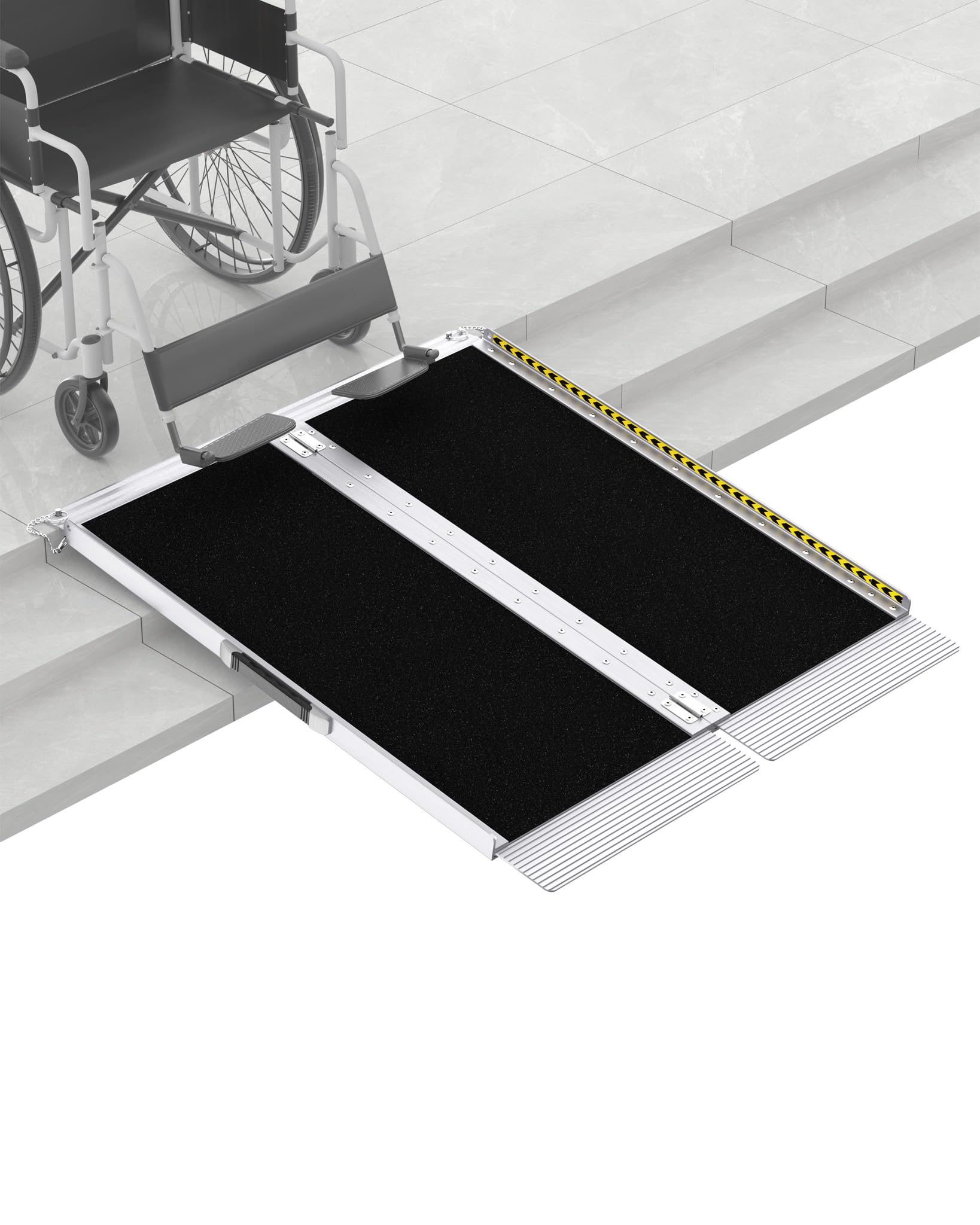 FACHNUO Rampa de 91 cm para silla de ruedas para escalones en el hogar, capacidad de carga de 363 kg, rampa de umbral plegable portátil para puertas con base autoajustable, rampa de aluminio
