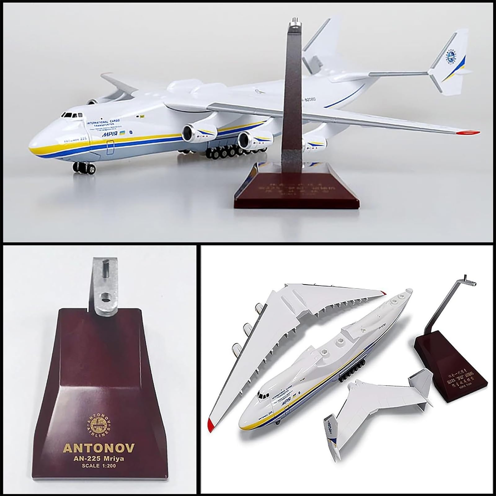 Model samolotu transportowego Antonov AN-225 1/200 1/200 42 cm - Dekoracja rocznicowa i replika kolekcjonerska