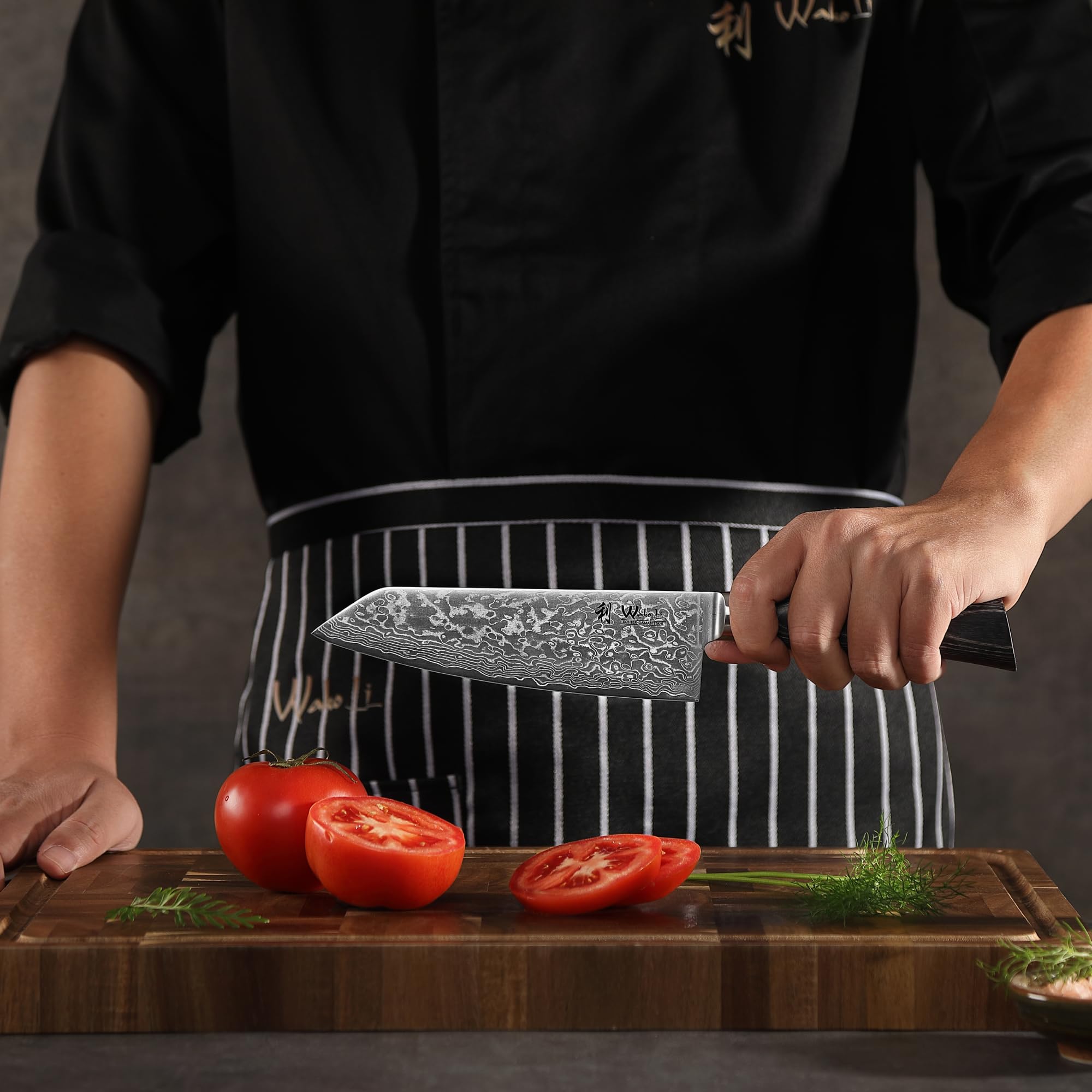 WAKOLI EDIB Pro Black Set de 3 Couteaux de Cuisine Professionnels en Damas | lames à 67 couches avec noyau VG10, manches en bois de pakka, élégant coffret cadeau en bois pour présentation et rangement