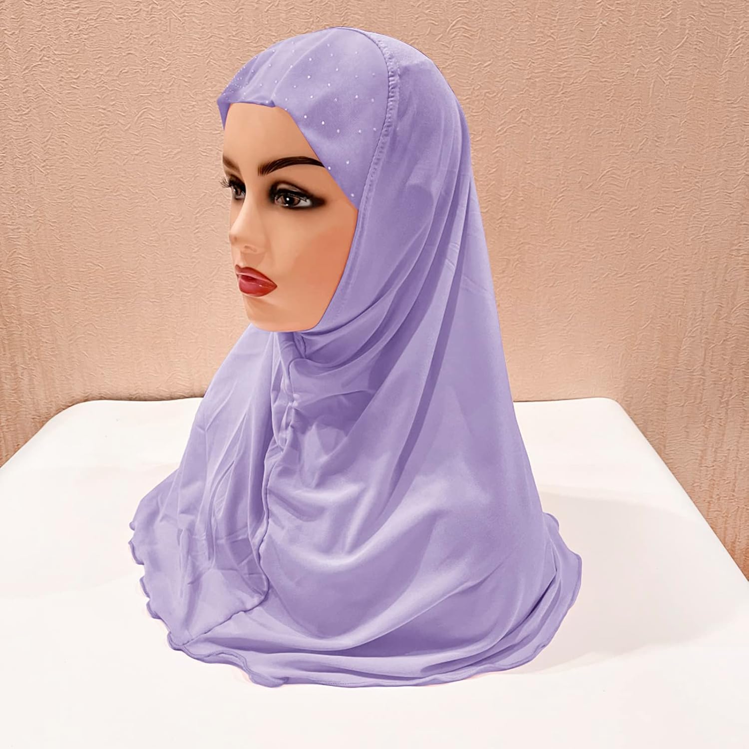 Girls Muslim Hijab Floral Lace Head Scarf Kids Islamic Arab Scarf Shawls Head Wrap with Flowers image 5