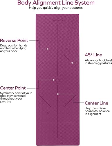 Miniatura 4 de Ewedoos Esterilla de yoga ecológica con marcas de alineación TPE esterilla de yoga antideslizante caliente esterilla de yoga gruesa de 14 pulgadas