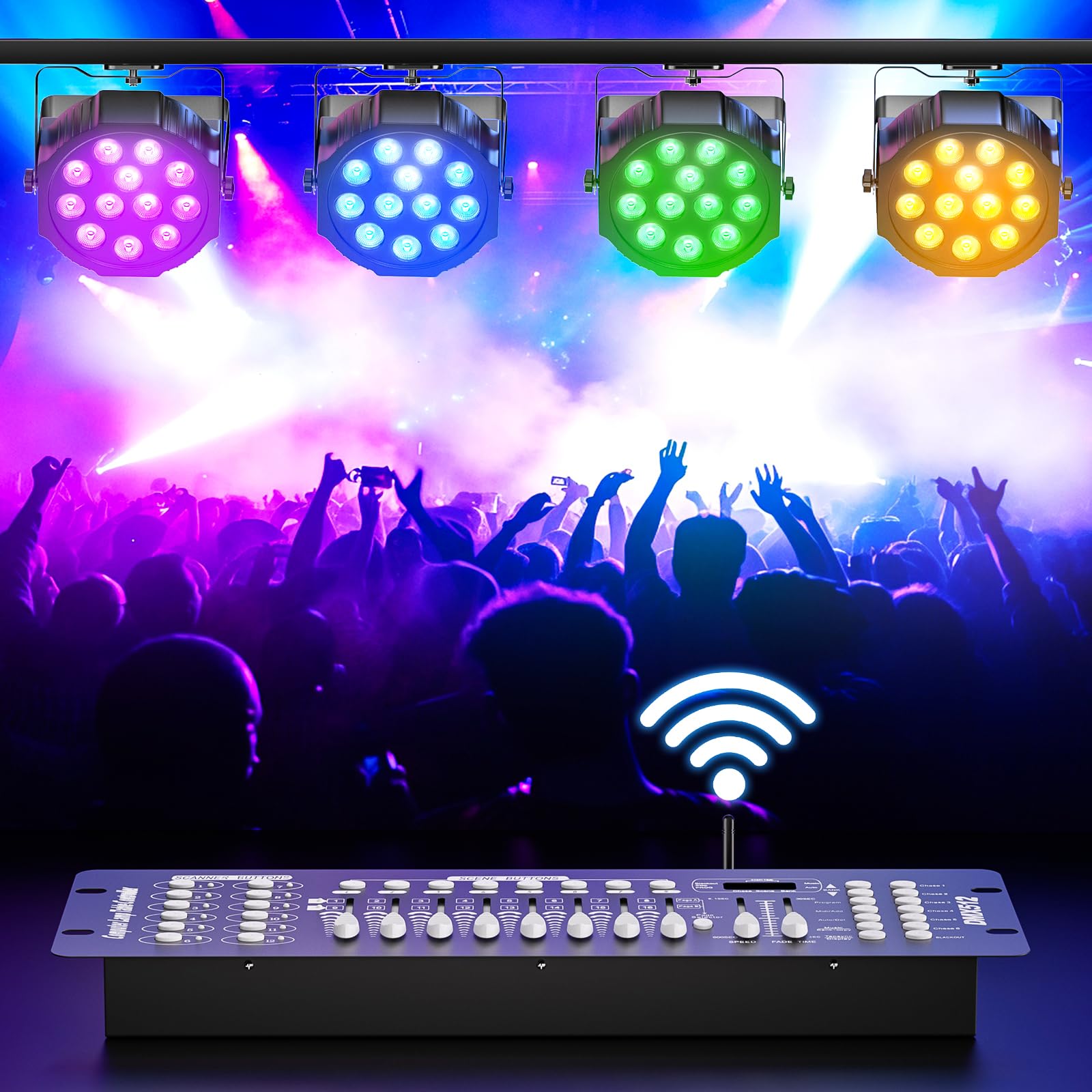 Controller wireless con scatola, trasmettitore wireless/6 ricevitori, ricevitore a batteria con touchscreen, durata della batteria di 20 ore