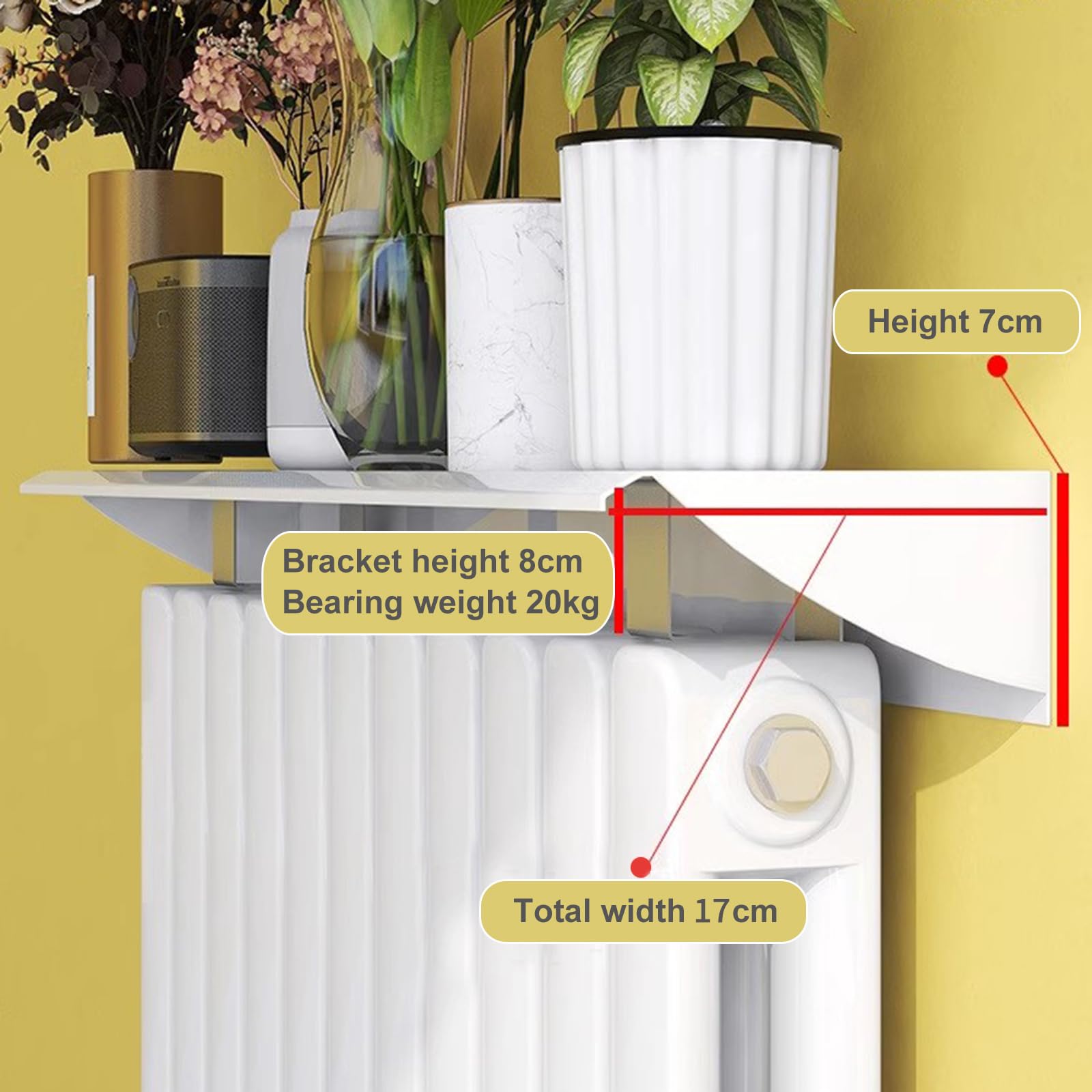 Étagère Radiateur Moderne 60cm Blanc - Cache Radiateur Alliage Aluminium Anti Poussière