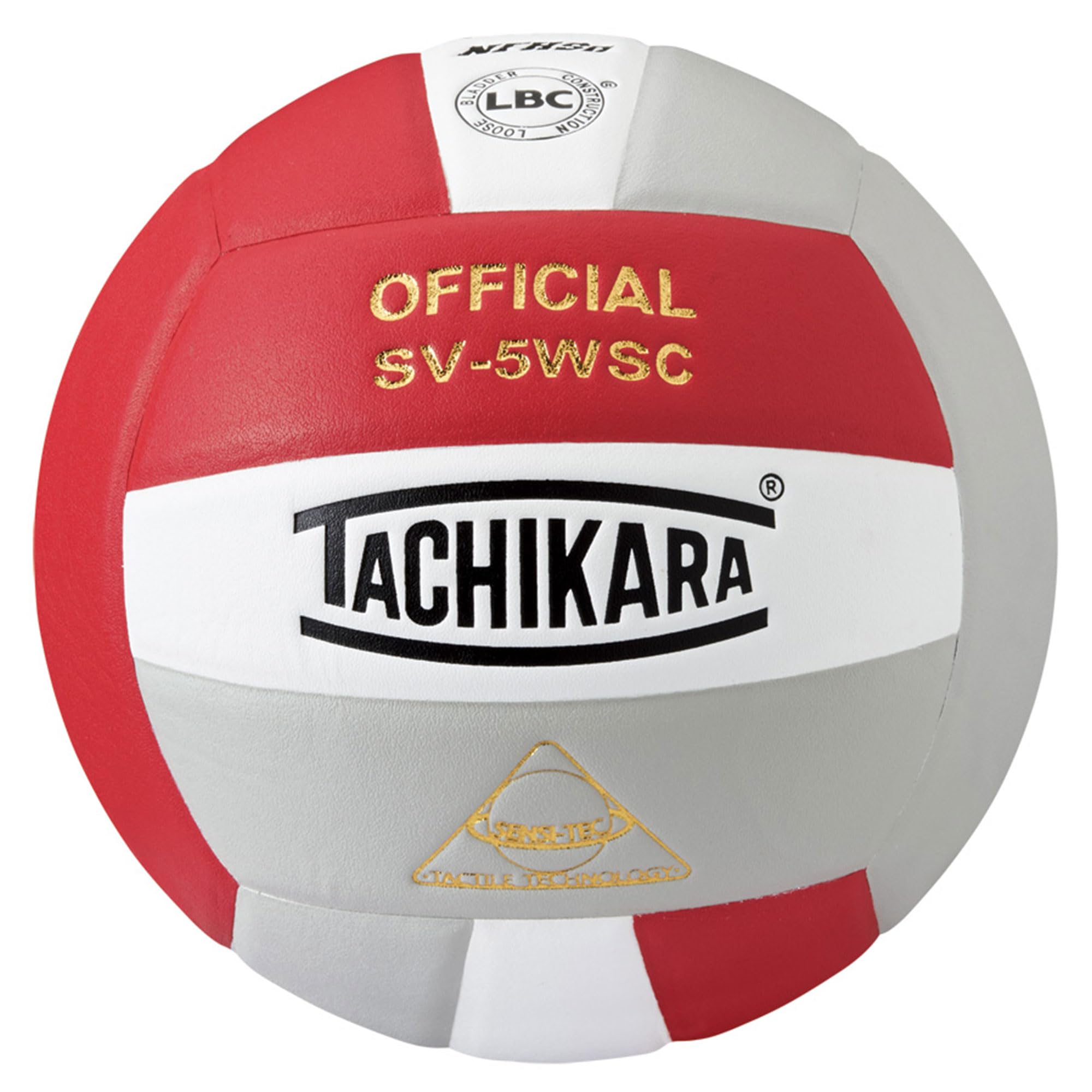 Tachikara Sensi-Tec Composite High Performance Volleyball (Scarlet/White/Silver Gray)