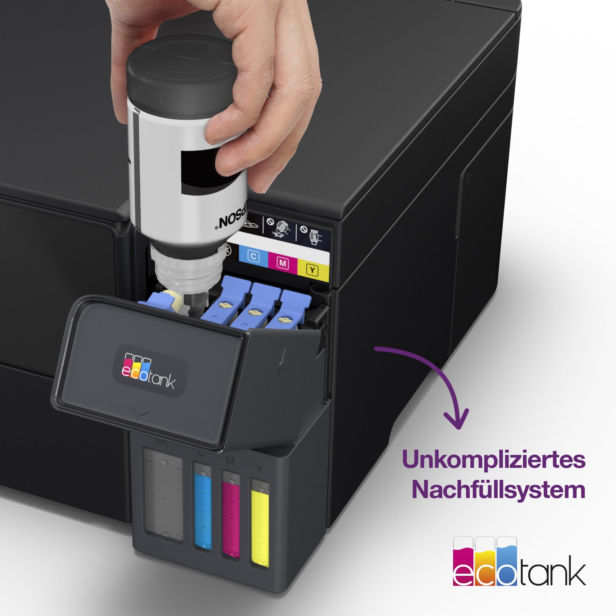 Epson EcoTank ET-2950 Tintentankdrucker | für vielbeschäftigte Haushalte | WLAN | A4 | Drucken, Kopieren, Scannen | 3.7 cm LCD-Display | Duplexdruck | inkl. Tinte für bis zu 3 Jahre