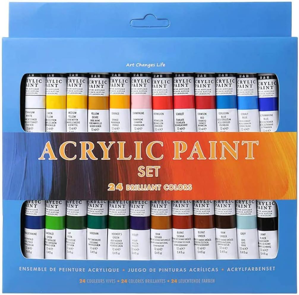 MAILIER Professional Acrylic Paint Set 12ml Tubes Ideal for Acrylic Painting Drawing Painting basics acrylic paint primary colors Hand Painted Wall Painting Creative Deco Perfect for Beginners