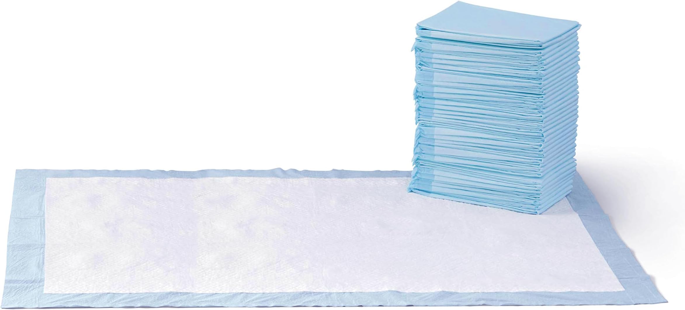 Amazon Basics Dog and Puppy Training Pads, Leakproof, 5-Layer Design with Quick-Dry Surface, Giant, Pack of 40, Blue & White