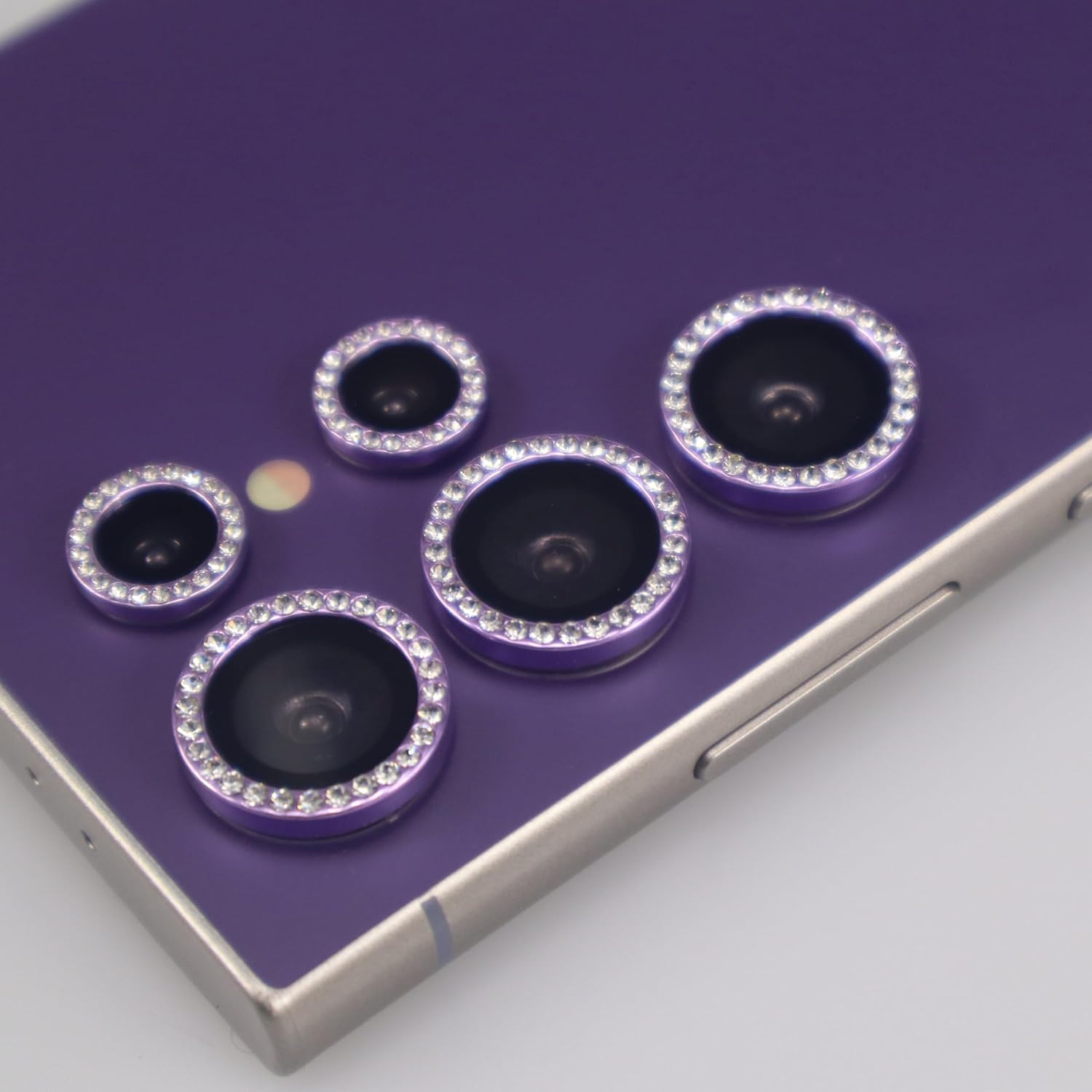 BONVAN for Samsung Galaxy S24 Ultra Camera Lens Protector Bling Glitter Diamond Metal Crystal Tempered Glass Screen Accessories Sparkly Rhinestones Lens Cover for (Purple, S24 Ultra) image 3