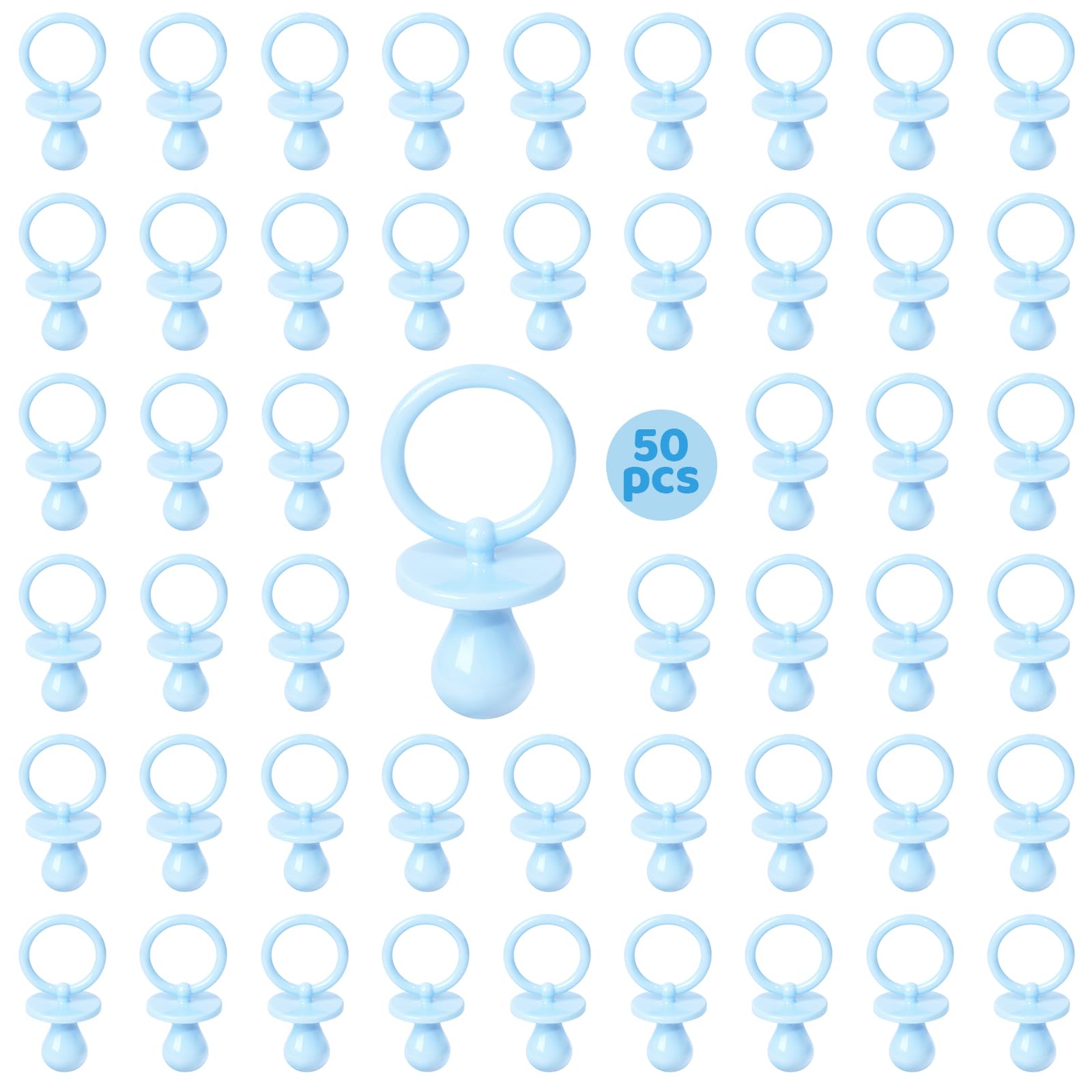 50 Pacifiers for Baby Shower Game Boy, 2.75’’ Plastic Pacifiers Baby Shower Game, Bulk Baby Shower Pacifiers for Gender Reveal Baby Shower Decoration