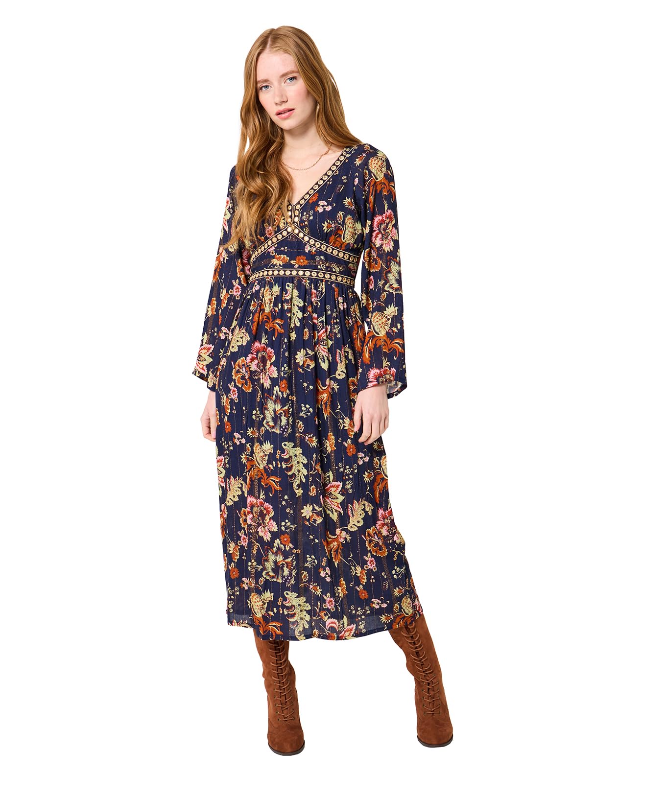 Joe Browns Women's Navy Boho Floral Maxi Dress In Size 12