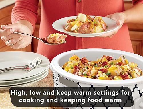 Miniatura 6 de Olla pequeña de cocción lenta de 2.5 cuartos de galón con tapa de bloqueo para tamaño familiar de 2 a 3 personas para cazuela, pavo, entradas,