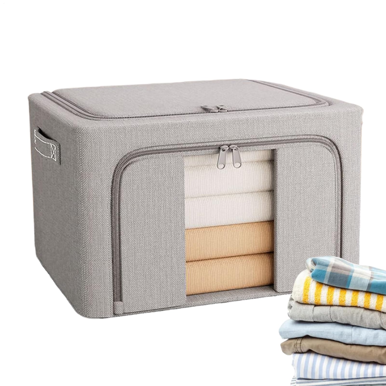 Bacs à vêtements 24L panier de rangement zippé pour organisation de chambre