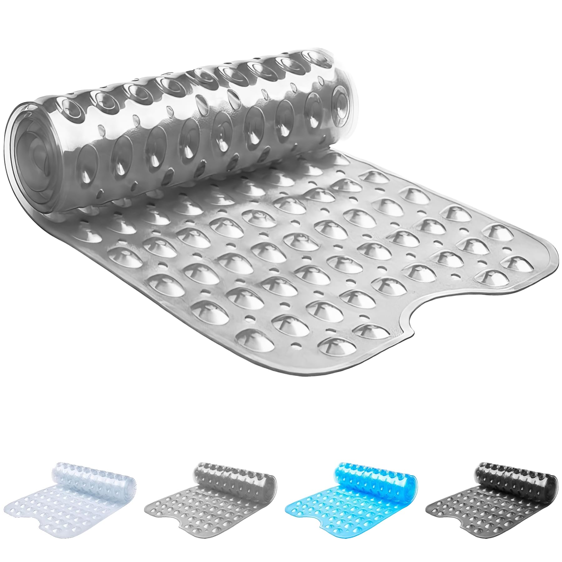 ADOV Bath Mat Non Slip, 70x38 cm Extra Long Shower Mat Anti Mould, Bathroom Bathtub Mats for Tub, Strong Suction Cups and Drain Holes, Mildew Resistant Machine Washable Bathroom Kids Mat