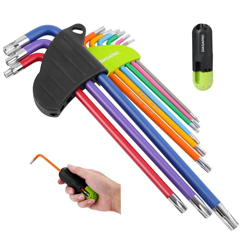 Jogo de Chaves Torx com Cabo em T e Haste Longa T10–T50 SAKSIAPRO, 9 peças