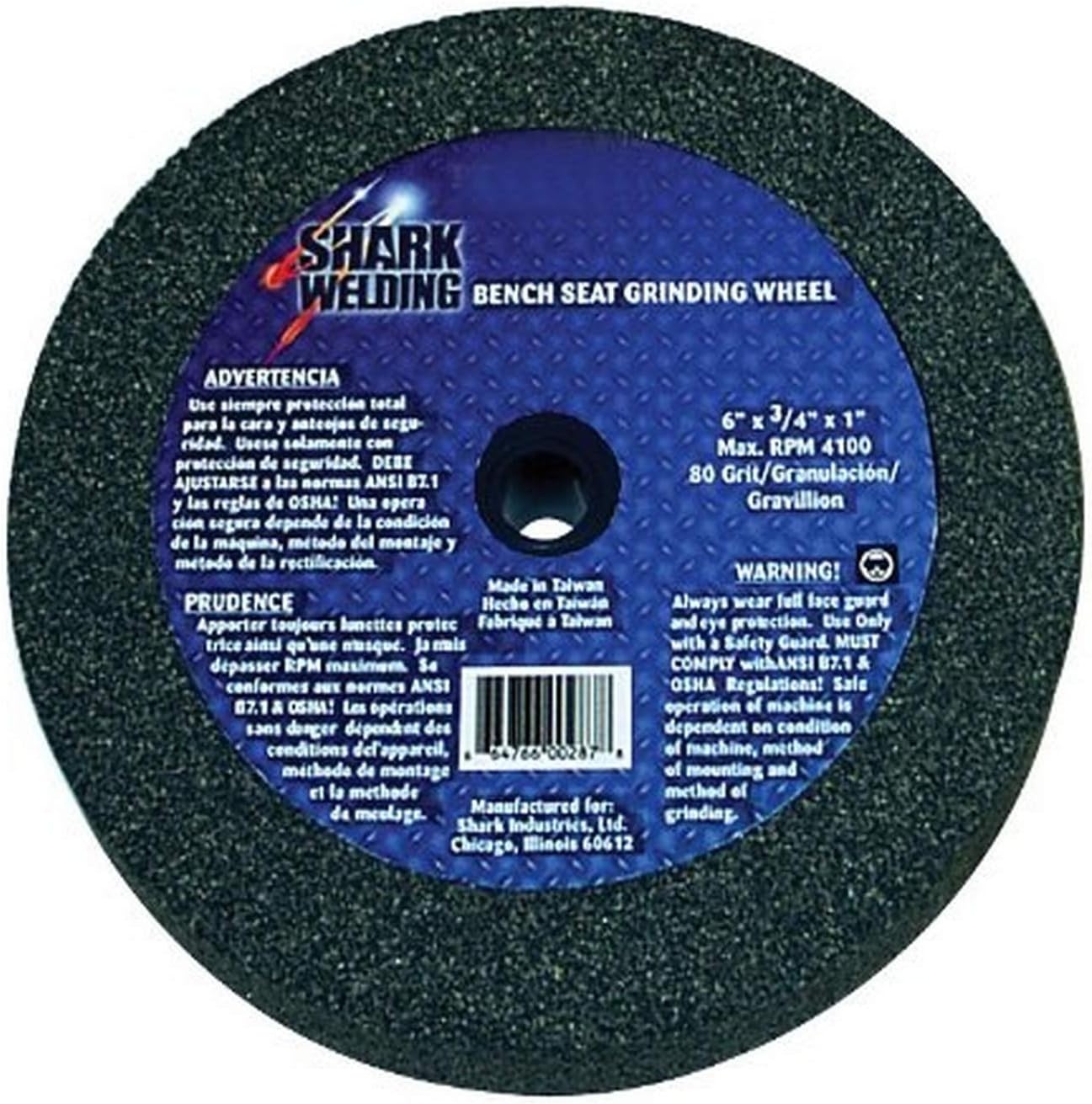 Shark 12772 6-Inch by 0.75-Inch Bench Seat Grinding Wheel
