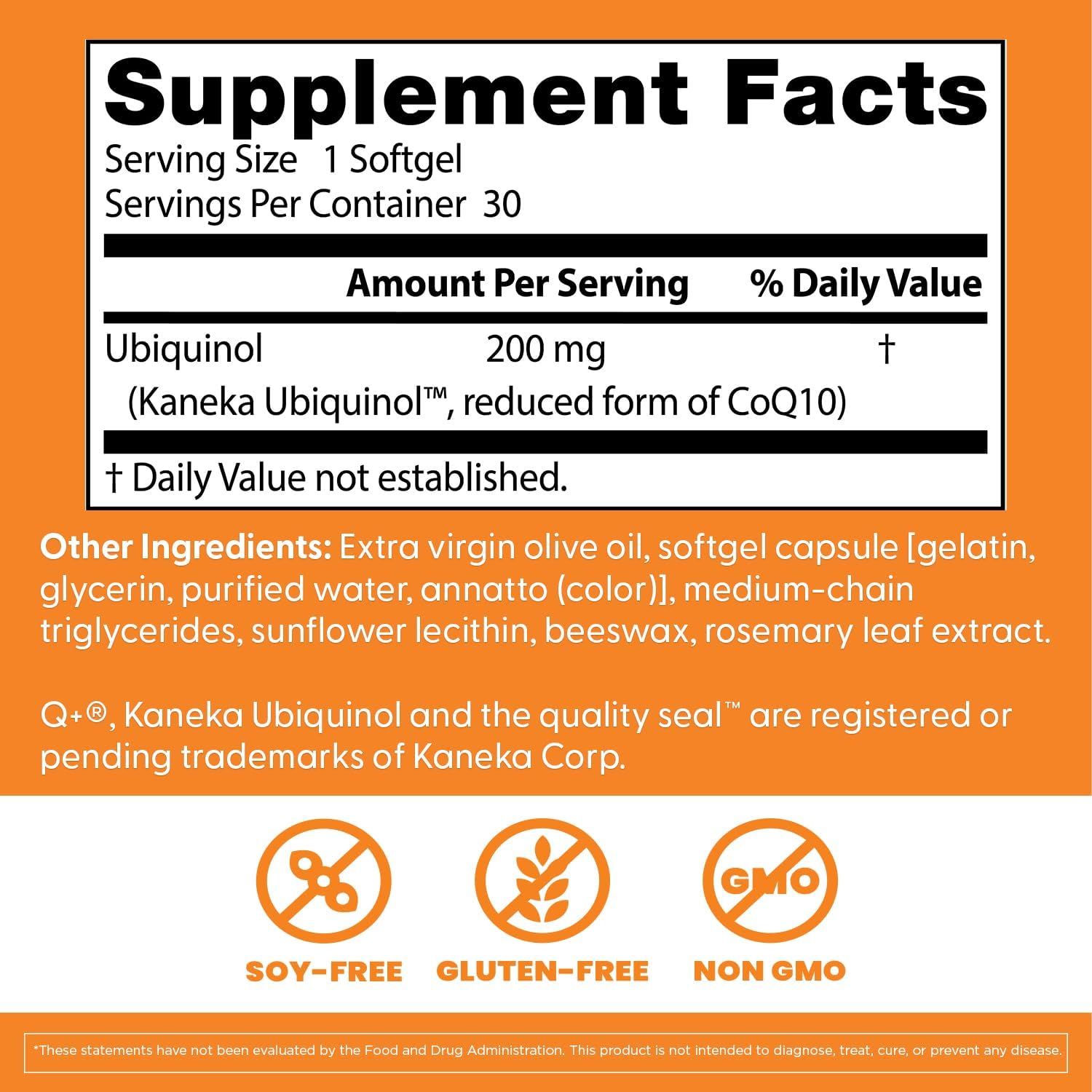 Doctors Best Ubiquinol, Reduced-Form Coenzyme Q1, 200 mg, Non-GMO, Gluten Free, Soy Free 30 Softgels - Image 3