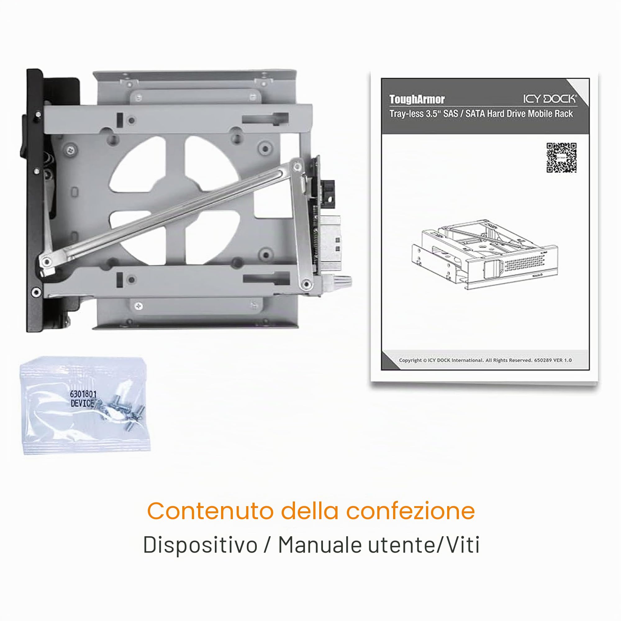 ICY DOCK Rack rimovibile Hot swap enclosure Hot swap per dischi rigidi SAS/SATA da 3,5" senza vassoio per 5,25 alloggiamenti - TurboSwap MB171SP-1B