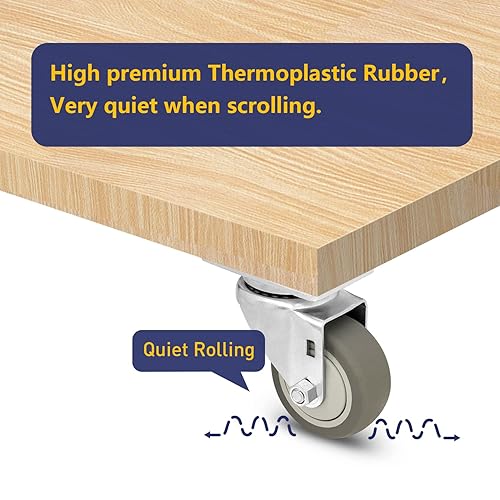 Miniatura 8 de Paquete de 4 ruedas de placa de 3 pulgadas, ruedas giratorias de goma termoplástica ligera y resistente, ruedas de placa superior, capacidad total