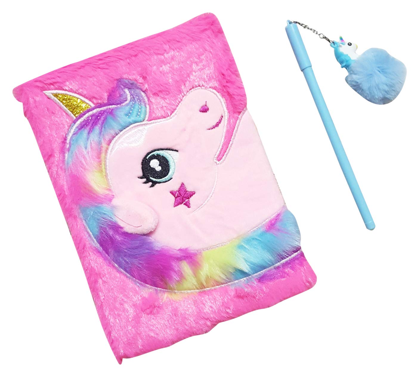 ONOTIC Unique Unicorn Soft Fur Notebook Dairy with Pen School Diary