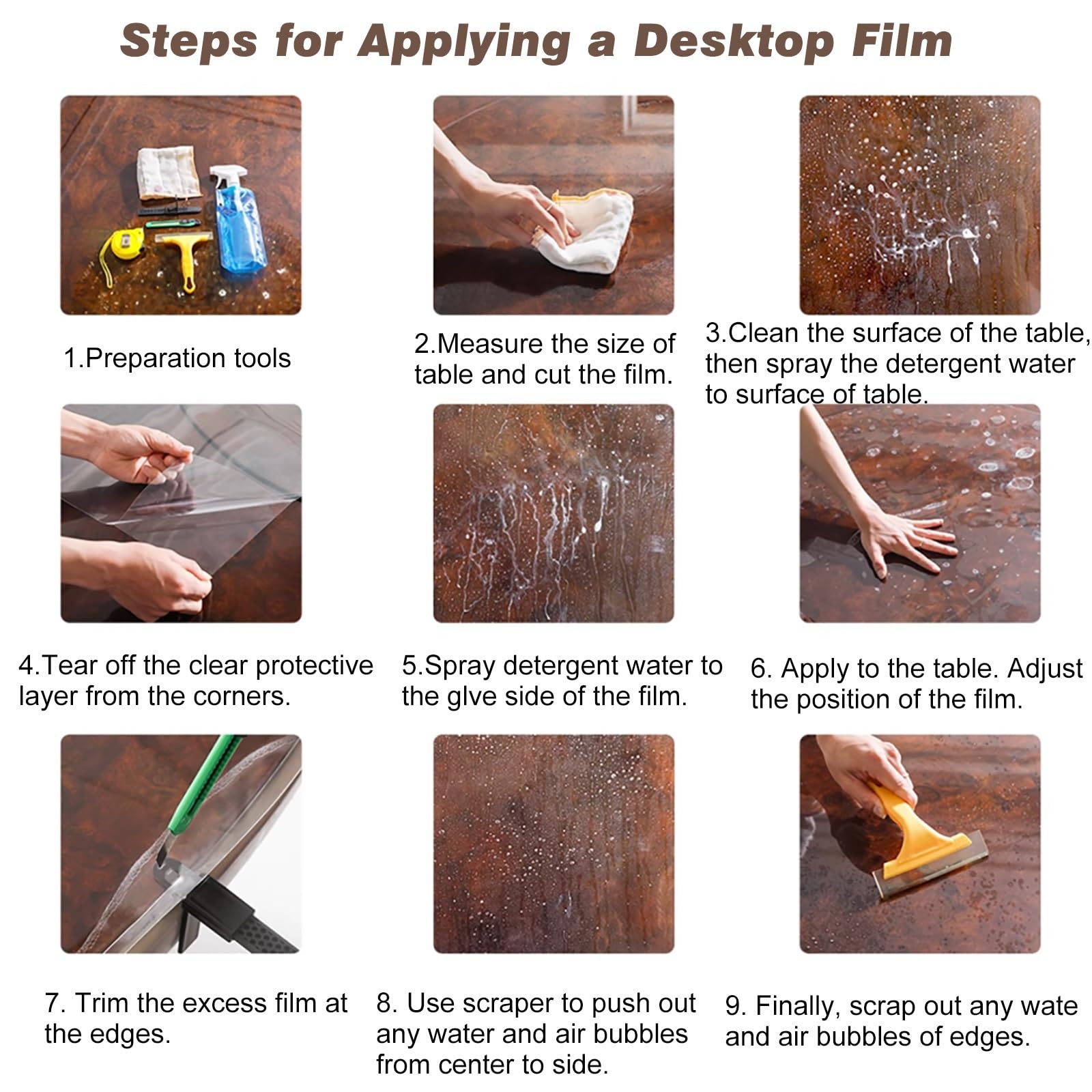 C Film de protection de comptoir en granit et marbre découpable – Papier contact invisible anti-jaunissement imperméable pour table et bureau en bois (121,9 x 177,8 cm)