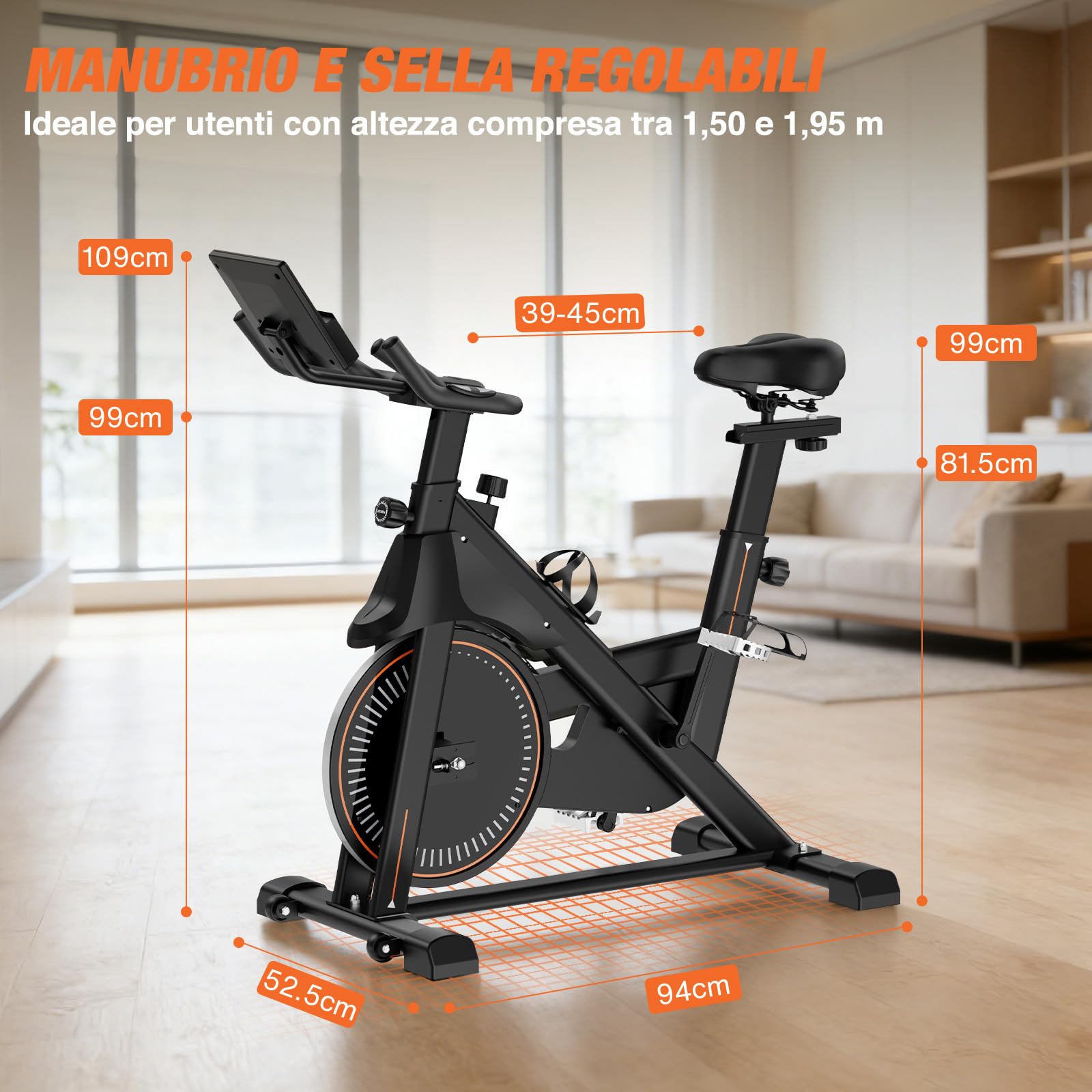 DH FitLife 2026 Cyclette da Casa Magnetica | Indoor Bike Silenziosa con Sensore Cardio & APP | Spin Bike con Manubrio Regolabile & Monitor LCD