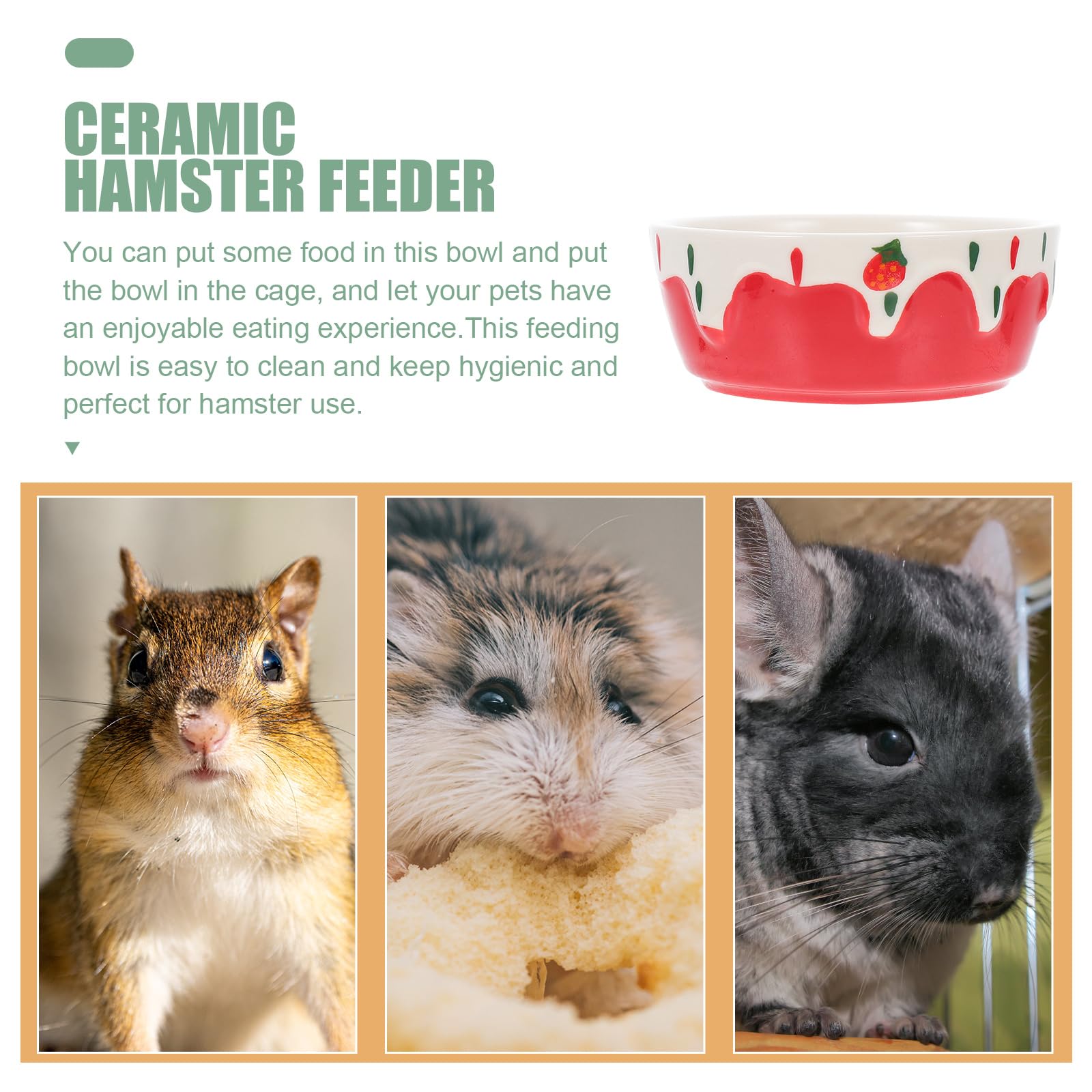 Hamster Food Bowl Small Animal Food Bowls 2-Pack Strawberry Ceramic s ...