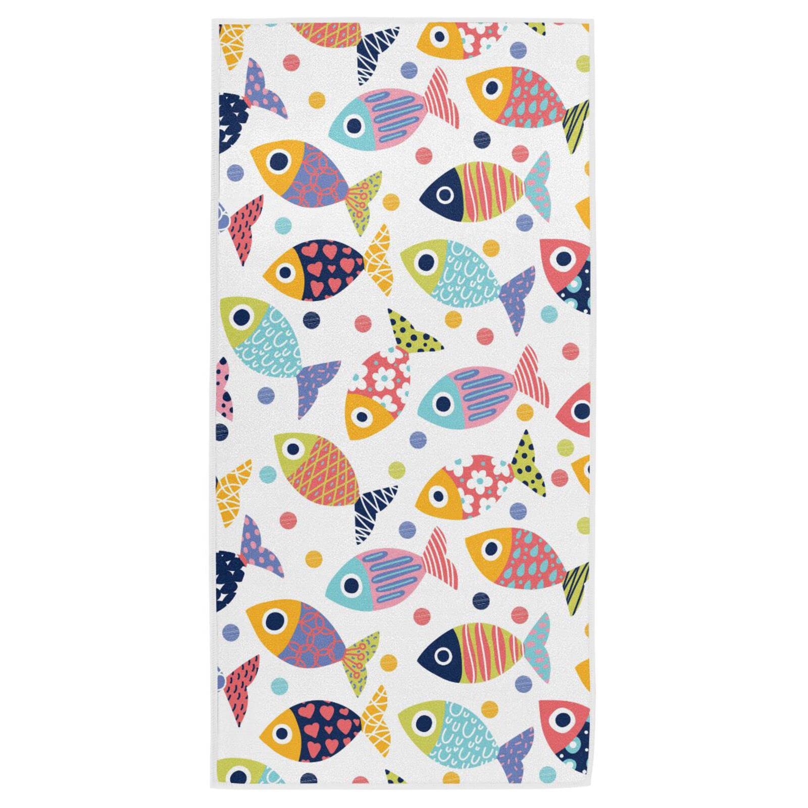 NaanleOcean Cute Floral Fishes Soft Absorbent Hand Towel Decor for Bathroom, Guest, Hotel, Kitchen, Gym and Spa(16" x 30")