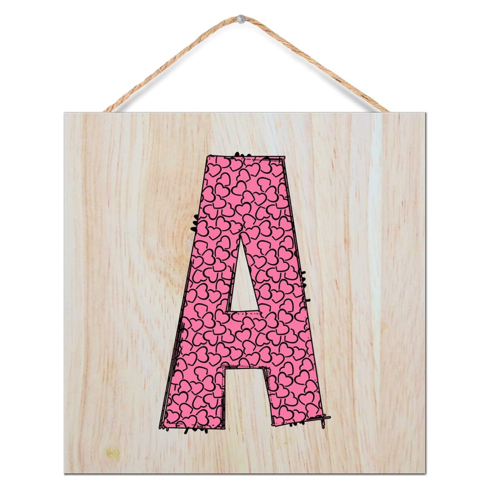 Lettre A en bois et cœur rose le cadeau idéal de décoration murale