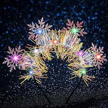 Light up Christmas Snowflake Headbands Pink Glitter Xmas Hair Accessories for Women and Girls