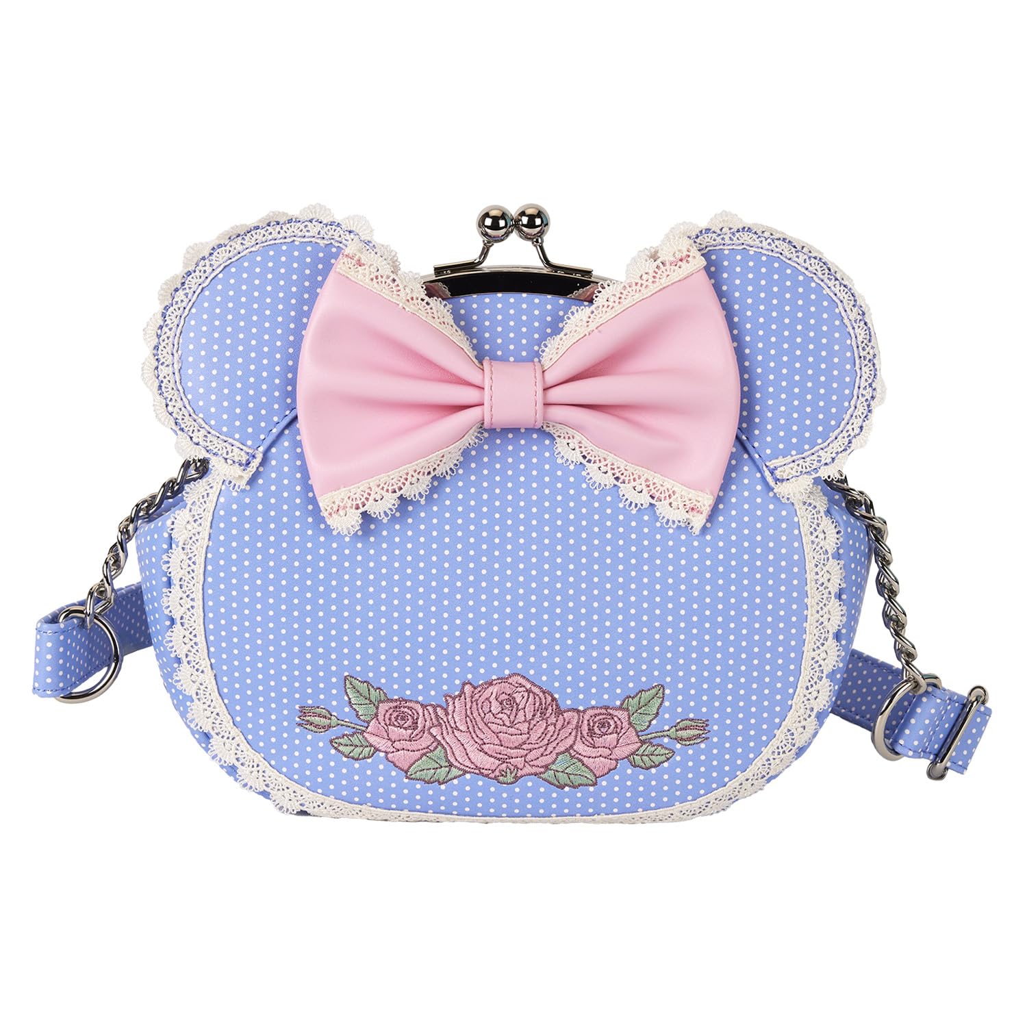 Loungefly Disney ミニーマウス 花とレース クロスボディバッグ Amazon.com: Loungefly Disney Minnie Floral and Lace Kisslock