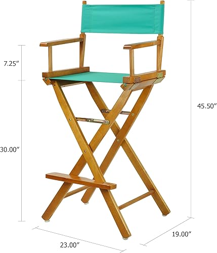 Miniatura 2 de Casual Home - Silla de director de 30.0 in, marco de roble miel, con lienzo verde azulado, altura de barra