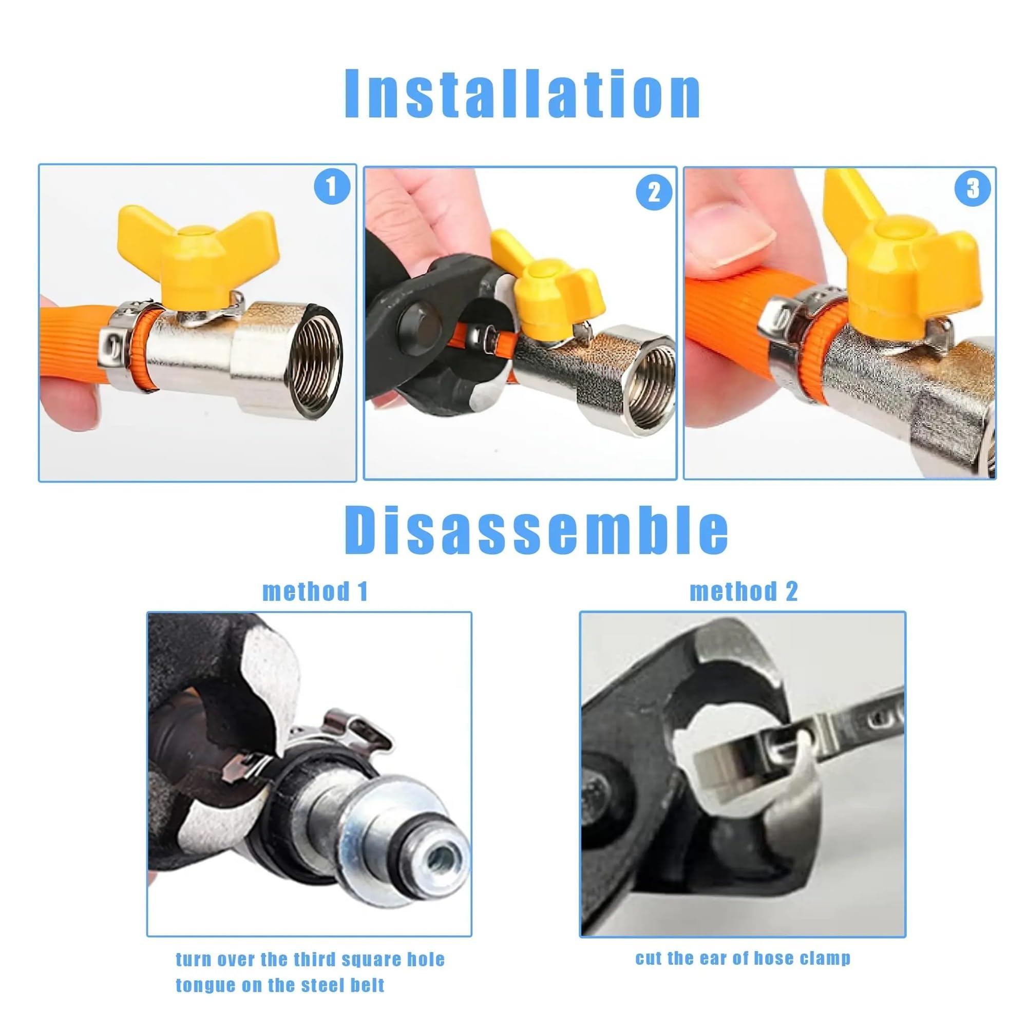 Kit surtido de 145 abrazaderas de manguera de una sola oreja sin escalonamiento de 6-23,5 mm, de acero inoxidable 304, + 1 alicate for abrazadera de manguera.(145PCS with plier)