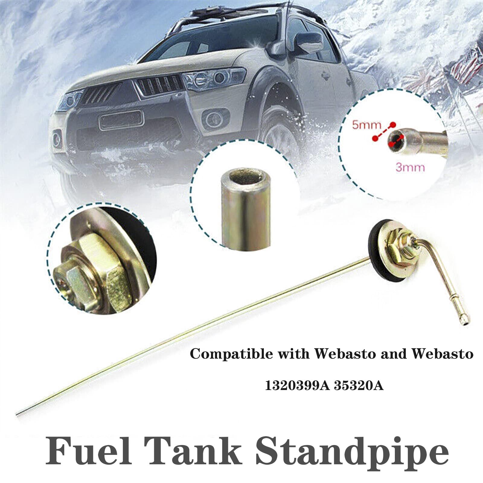 Fuel Tank Standpipe 650mm X 5mm For Webasto Heaters With Clamps And Hose - Replaces 1320399A 35320A