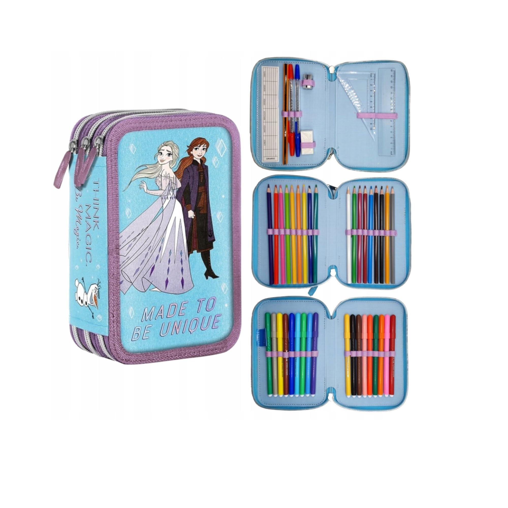 St.Majewski - Schulranzen für Jungen und Mädchen, 15er-Set - Schul-Rucksack für Kinder mit Federmäppchen - Schuhbeutel Trinkflasche und Brotdose - Frozen Motiv