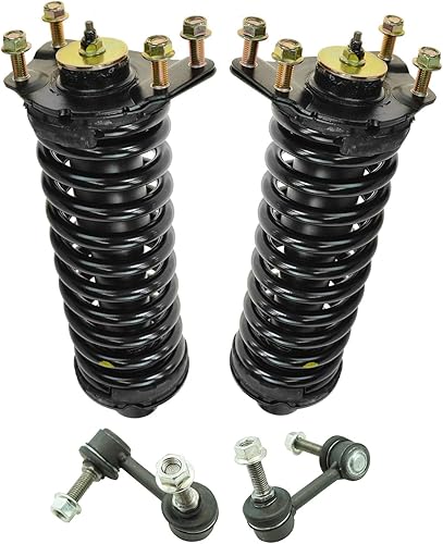 Miniatura 945 de TRQ Kit de suspensión delantera, conjunto de amortiguadores y resortes, barra estabilizadora, enlace estabilizador compatible con Chevrolet