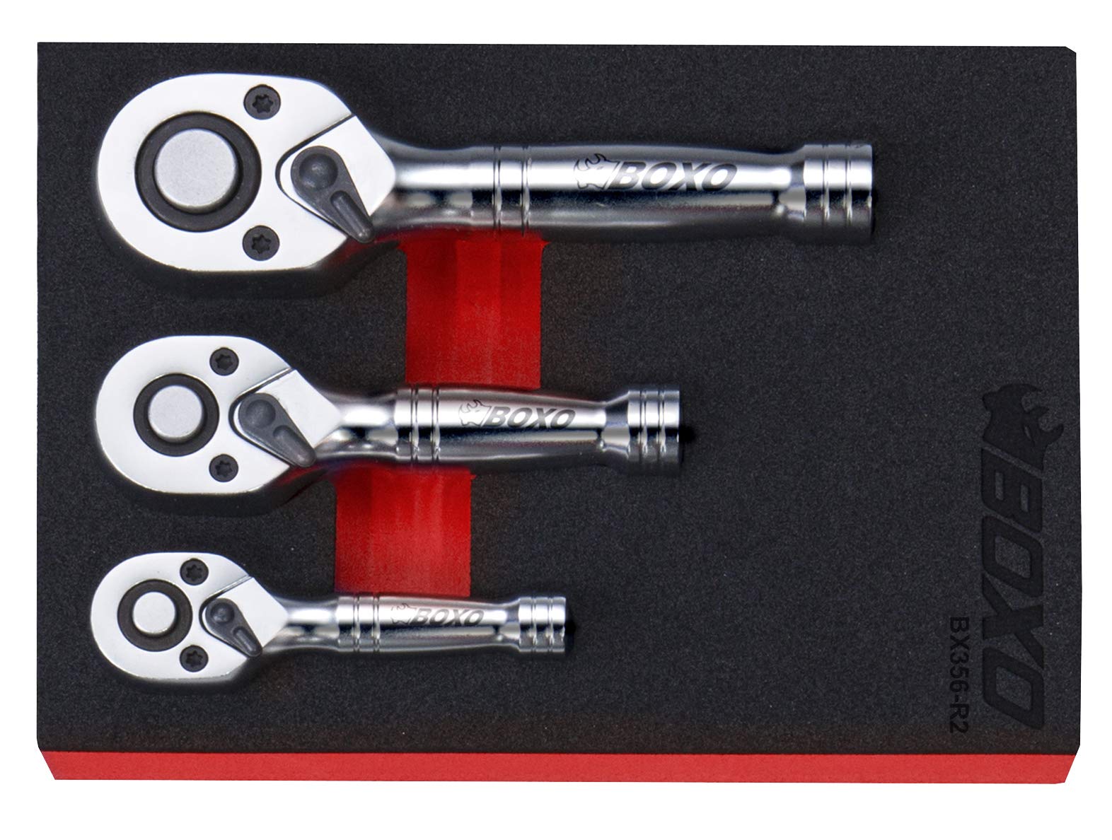 Stubby Ratchet Set 1/4" 3/8" 1/2" Drive Quick Release BOXO BX356