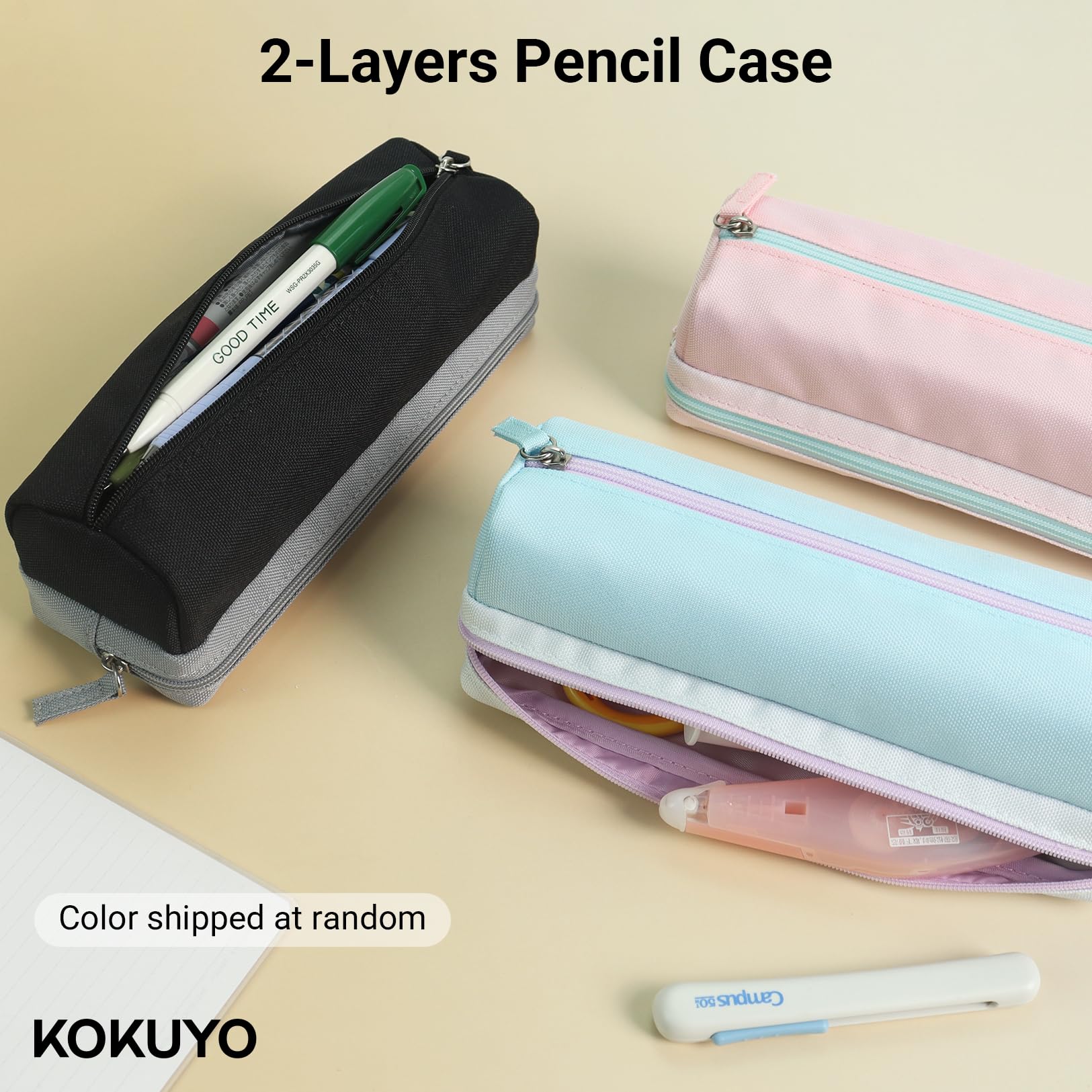 KOKUYO Kit di cancelleria per college, raccoglitore ad anelli intelligente B5+carta grafica, 6 taccuini (largo+piatto), matita meccanica da 0,9 mm, 4 penne gel (0,5 mm nere), nastro correttivo, gomma