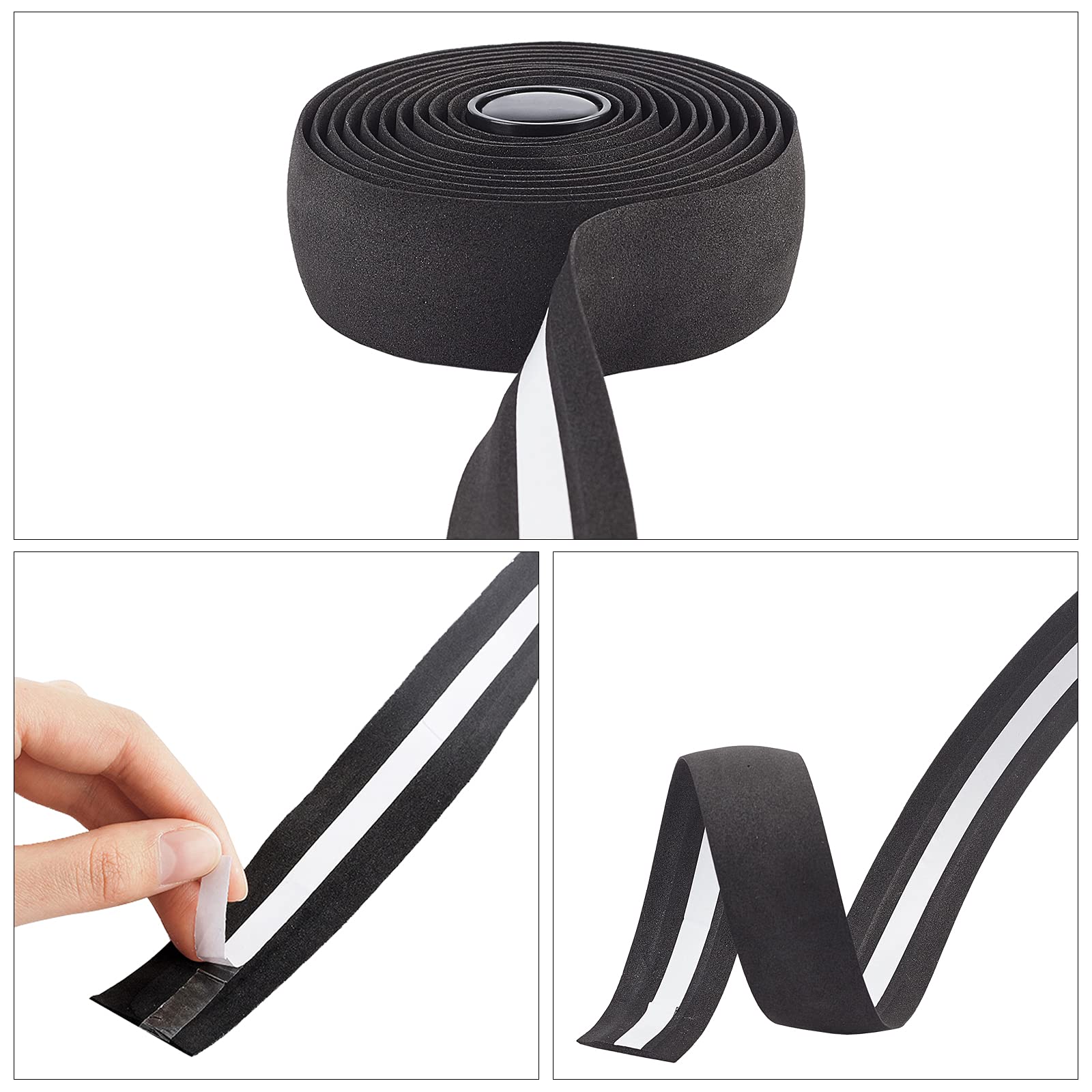 Gexmile Fiets Stuur Tape Fietsen Racefiets Stuur Tape Lederen PU Handvat Bar Grip Wrap Tapes Zachte Antislip Anti Shock Zwart Met Bar End Plug