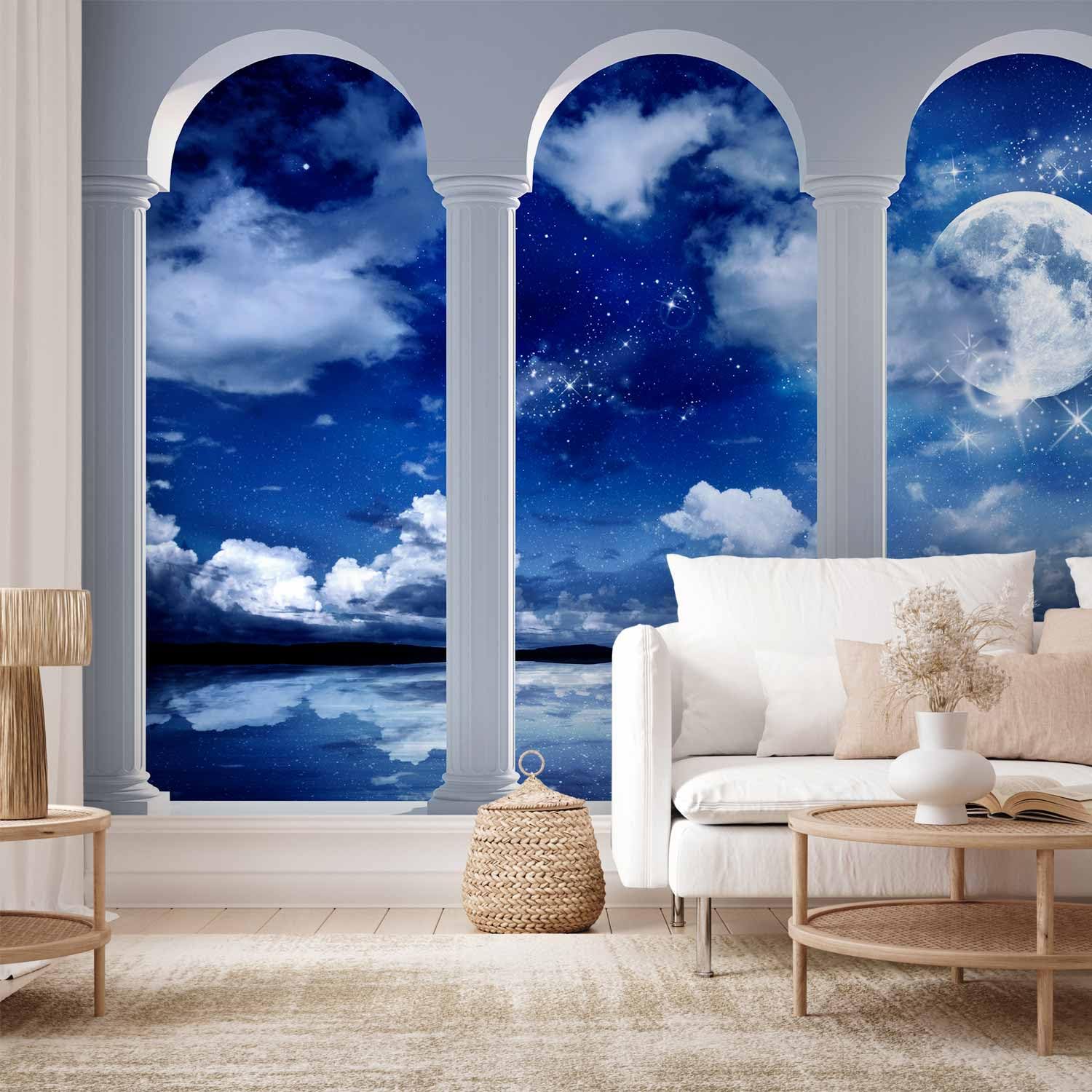 murando - Papier peint panoramique paysage 350x256 cm - Revêtement mural décoration pour chambre salon - Design unique et moderne - Bleu blanc - Nuages espace ciel nuit paysage c-A-0044-a-b