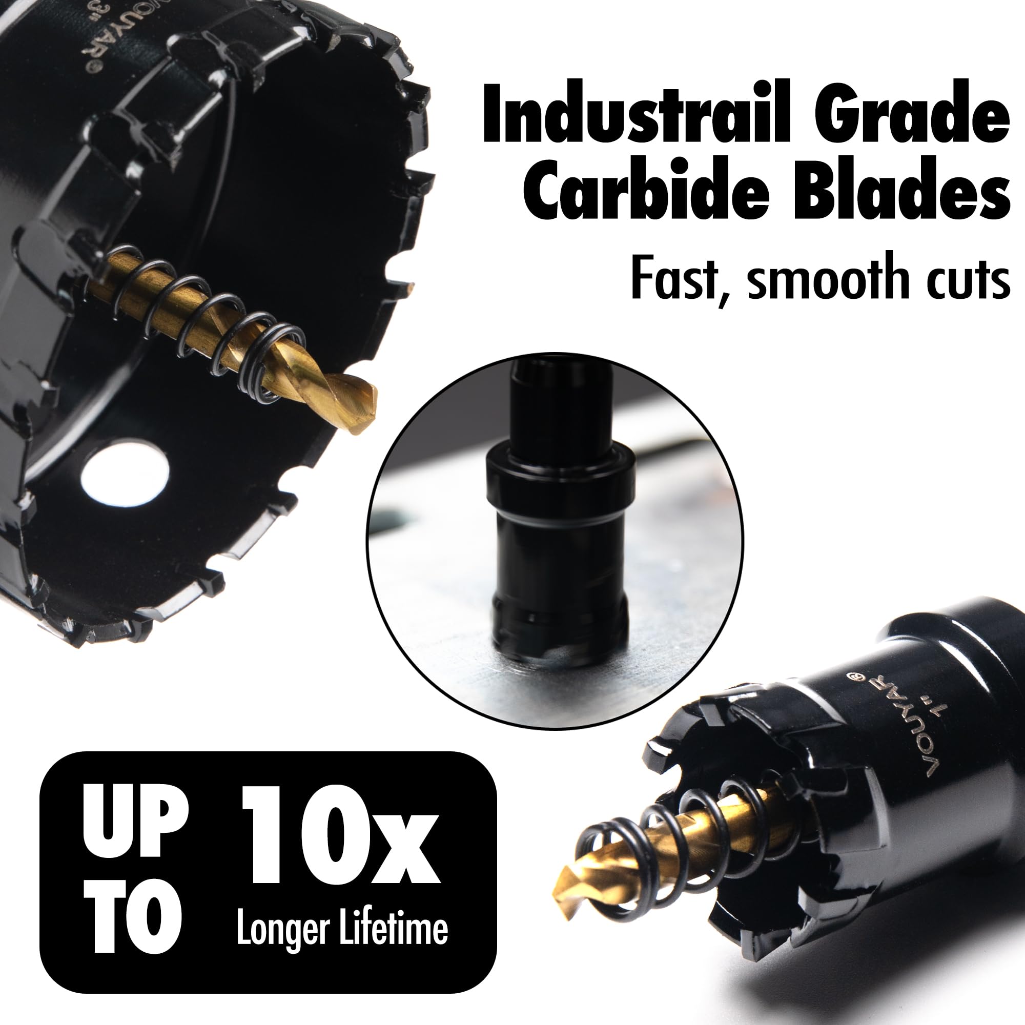 Broca de sierra perforadora con punta de carburo de tungsteno para metal duro, cortador de agujeros de 4 pulgadas para chapa, acero inoxidable, hierro, madera, plástico, 101,6 mm