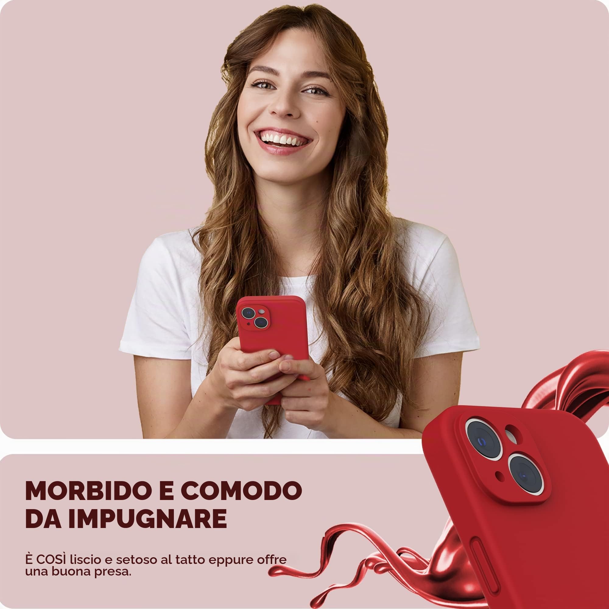 SURPHY Cover In Silicone Per IPhone 14 6.1" – Antiurto Con Vetro Temperato E Protezione Lenti, Blu Nuvola