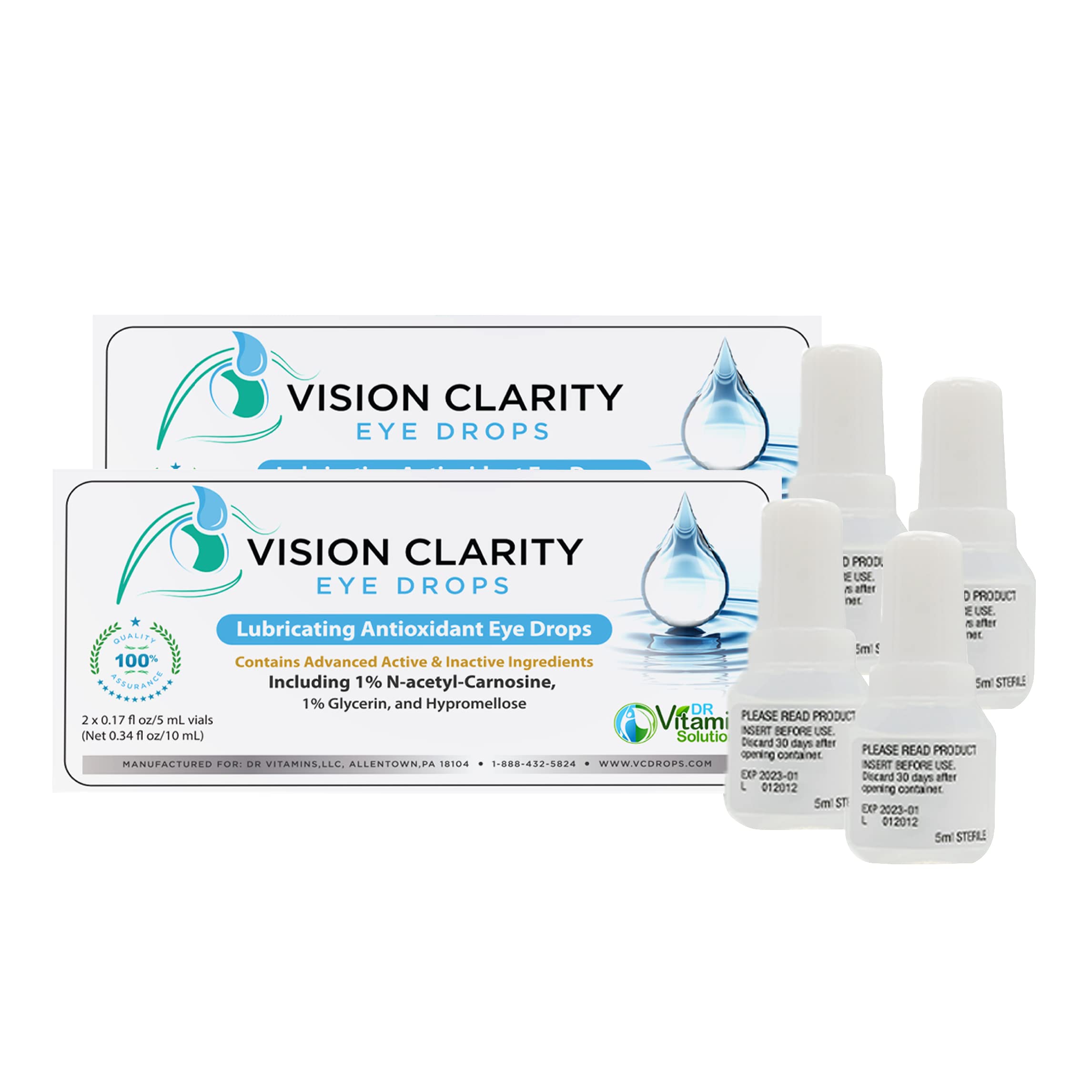 Buy Vision Clarity Eye Drops containing 1 Carnosine Lubricants, Two