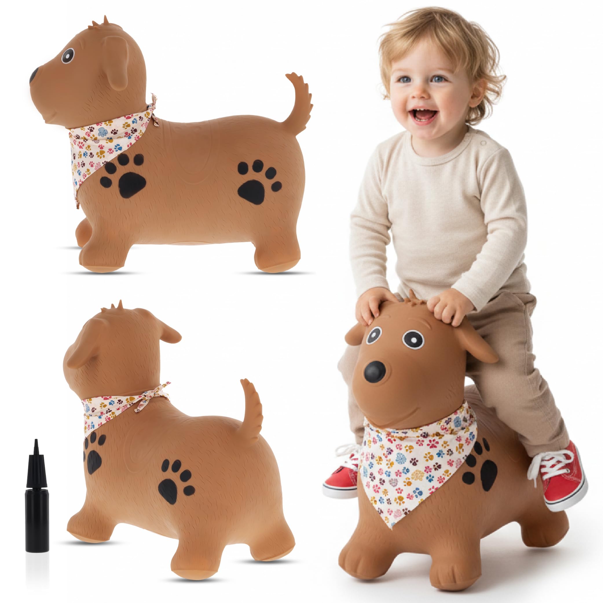 sun baby Saltador Hinchable para Niños hasta 45 Kg sin BPA, de 1 año, Pelotas saltarinas para niños (Hipopótamo Azul con pañuelo) — view 16