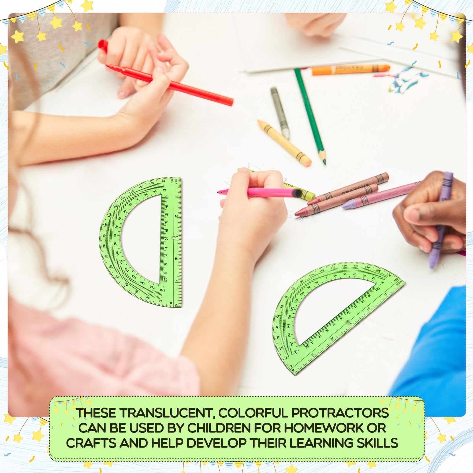 Snapklik.com : EBOOT Plastic Protractor Math Protractors 180 Degrees, 6 ...