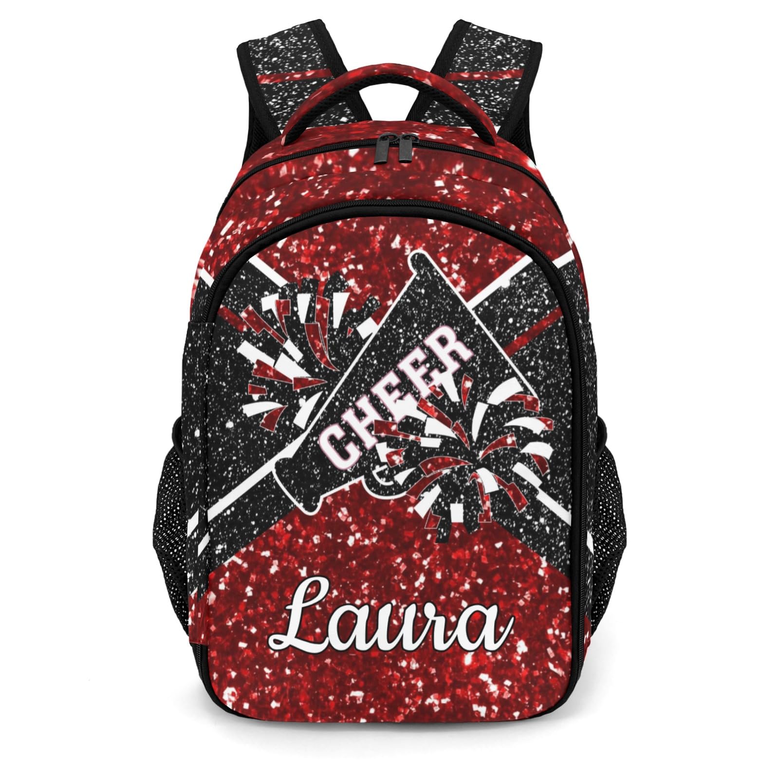 Ronxzas Cheer Cheerleader Backpack Cheerleading Bags Custom Name Book Bag for Cheer Team Coaches Gift (Red)