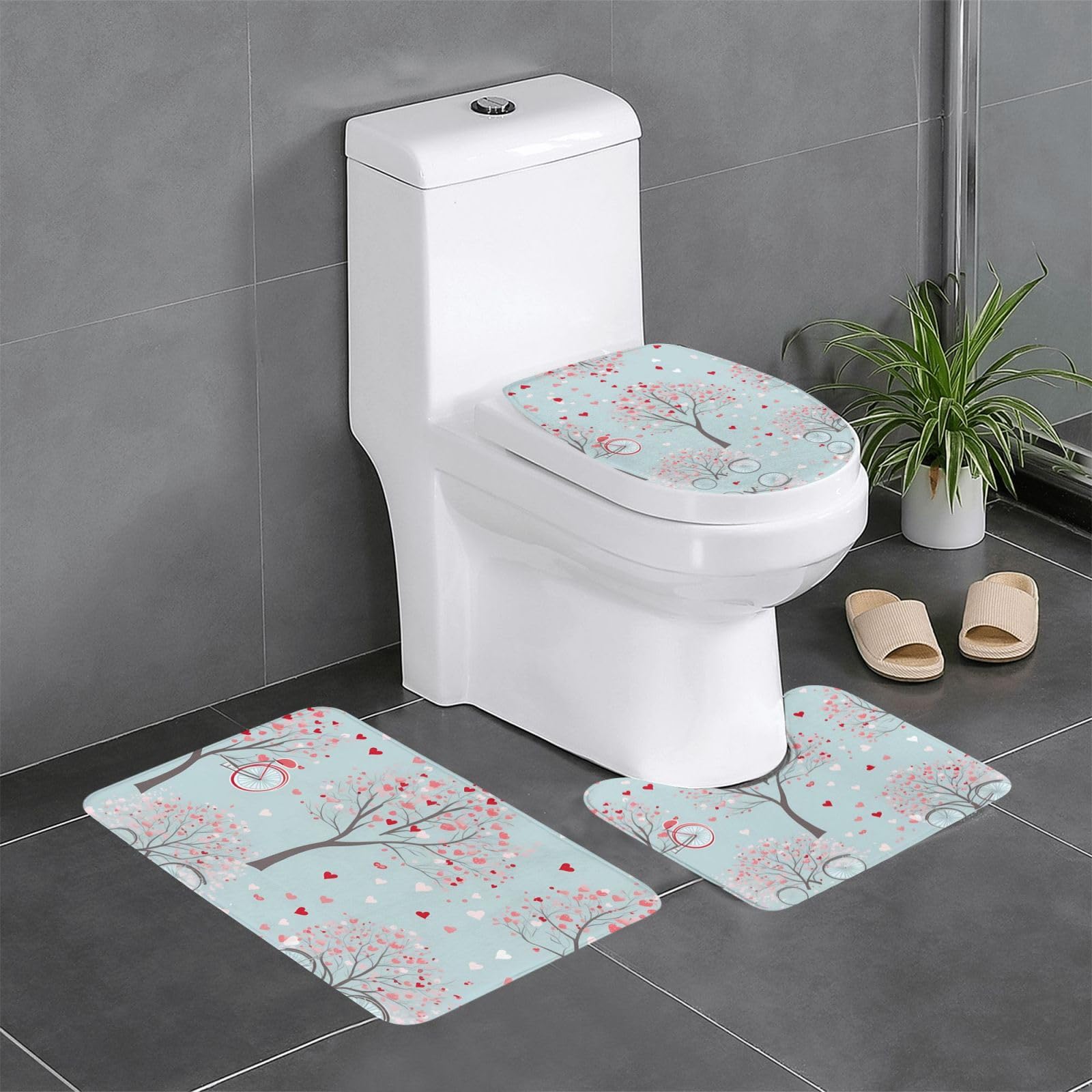 Tapis de salle de bain antidérapants lot de 3 tapis rectangulaire ovale et contour